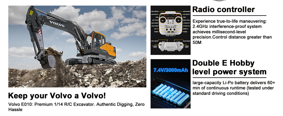 DOUBLE E Volvo EC160E 1:14 Full Metal RC Excavator