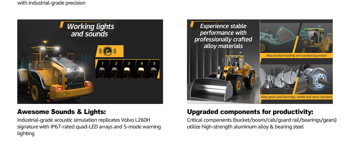 DOUBLE E Volvo L260H 1:16 Alloy 4WD RC Wheel Loader