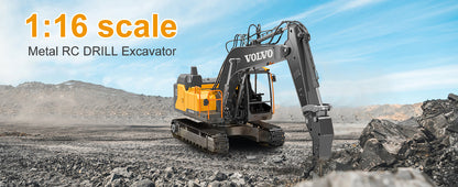 Double E Volvo 1:16 3 in 1 Attachment Remote Control Excavator