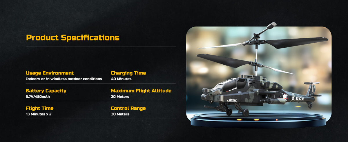 DEERC RC Helicopter With LED Lights And Altitude Hold