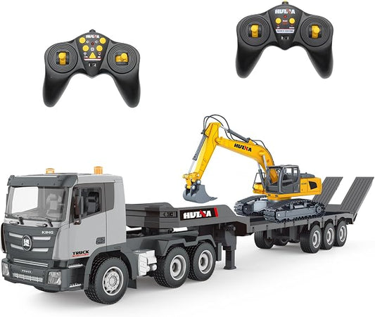 1:24 RC Semi Truck And Excavator Toy Set