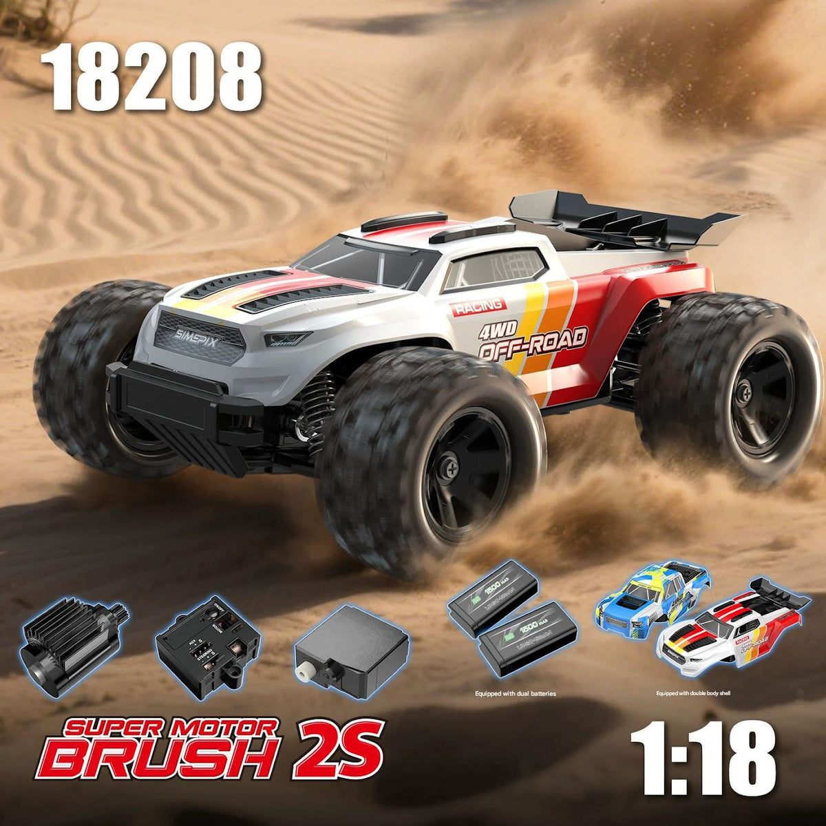 18208 MJX HYPER GO 1/18 High-Speed RC Off-Road Monster Truck