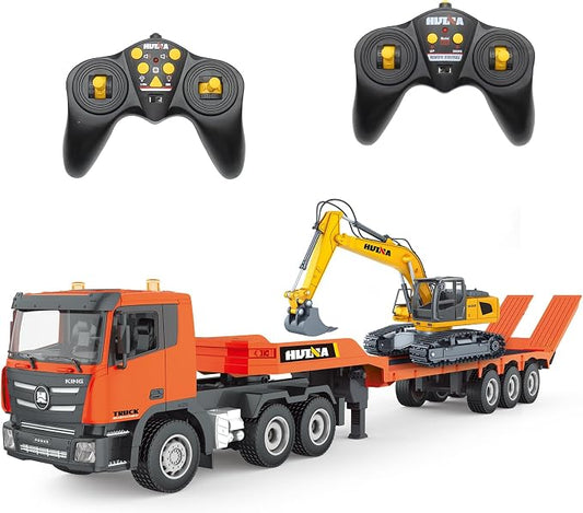 1:24 RC Semi Truck And Excavator Toy Set