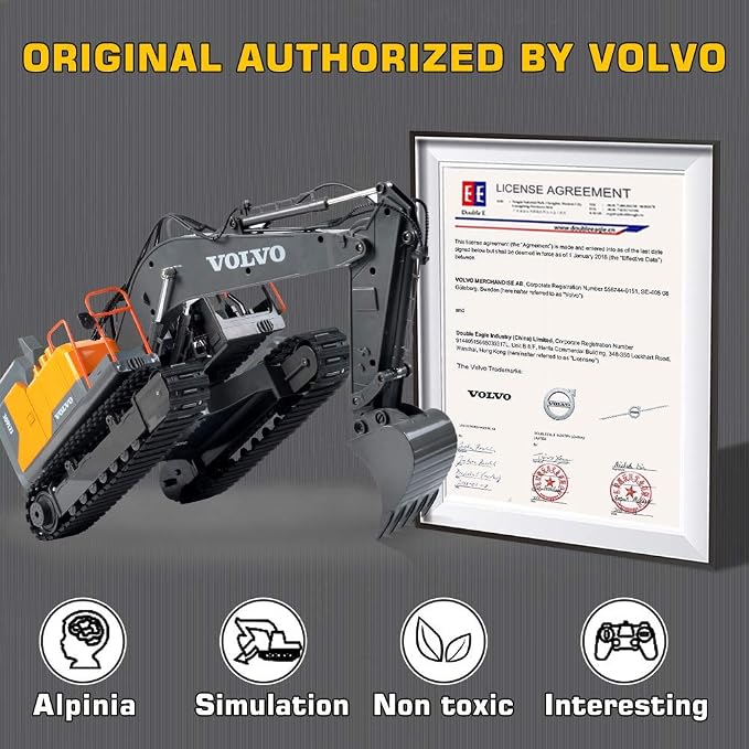 Double E Volvo 1:16 3 in 1 Attachment Remote Control Excavator