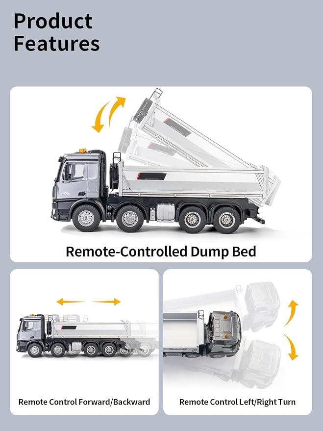 Huina 1536 Pro 1:14 8WD 21 Inch Alloy RC Dump Truck