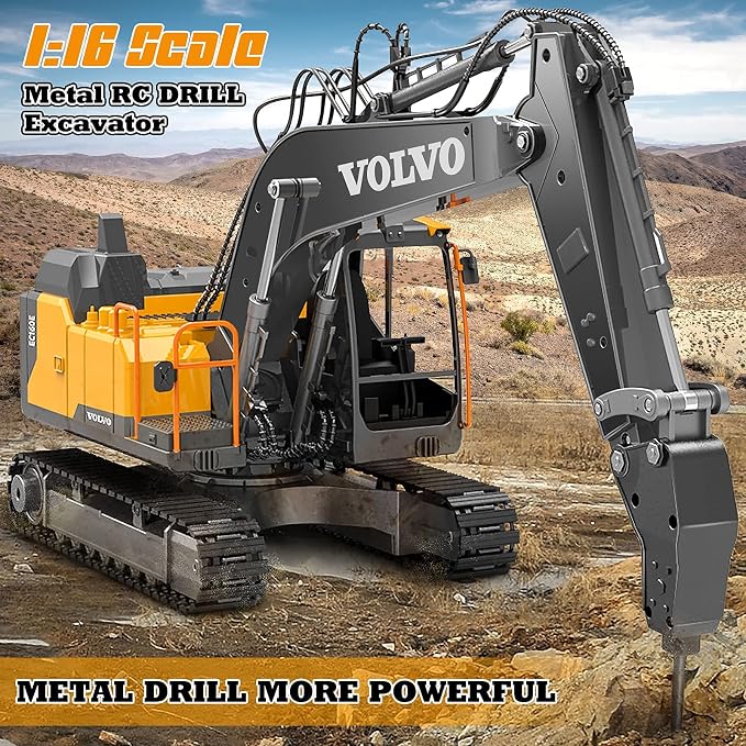 Double E Volvo 1:16 3 in 1 Attachment Remote Control Excavator