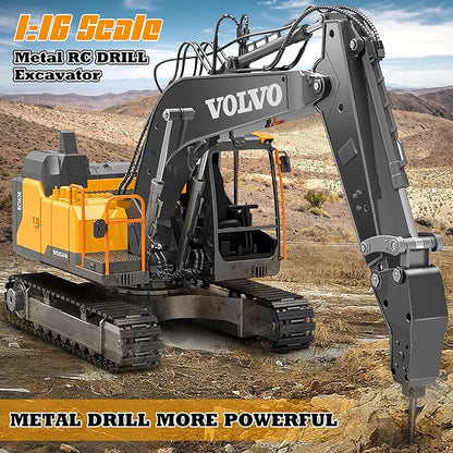 Double E Volvo 1:16 3 in 1 Attachment Remote Control Excavator