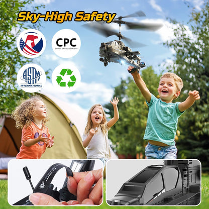DEERC RC Helicopter With LED Lights And Altitude Hold