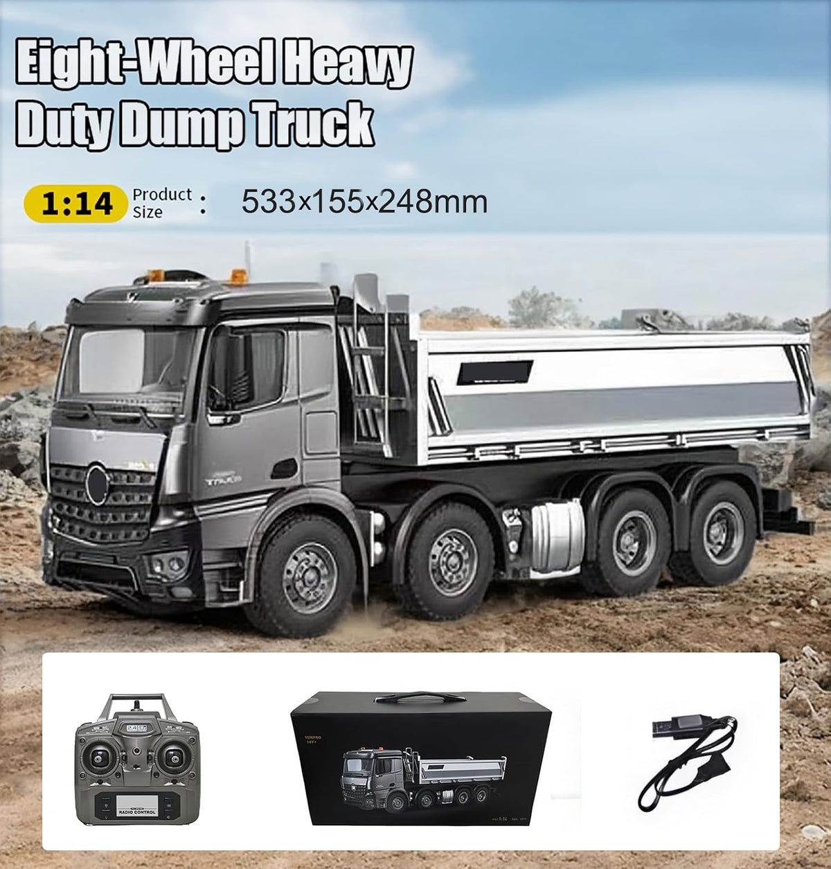 Huina 1536 Pro 1:14 8WD 21 Inch Alloy RC Dump Truck